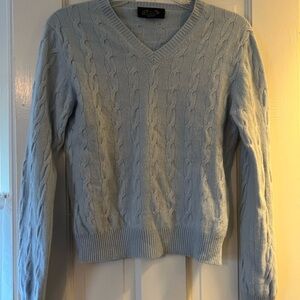 Light Blue 100% Cashmere Cable Knit Sweater